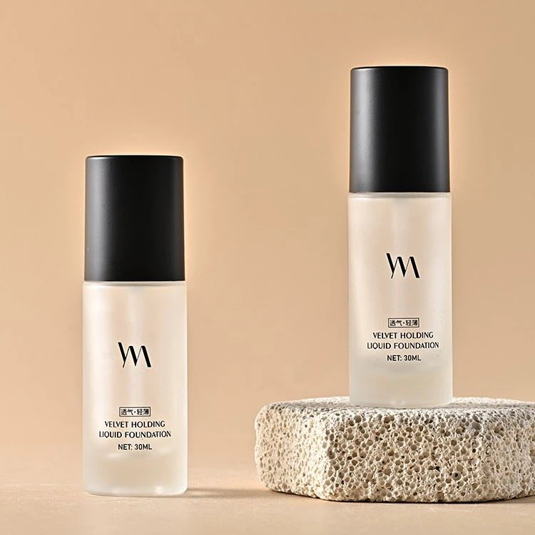 round frosted glass liquid foundation bottle